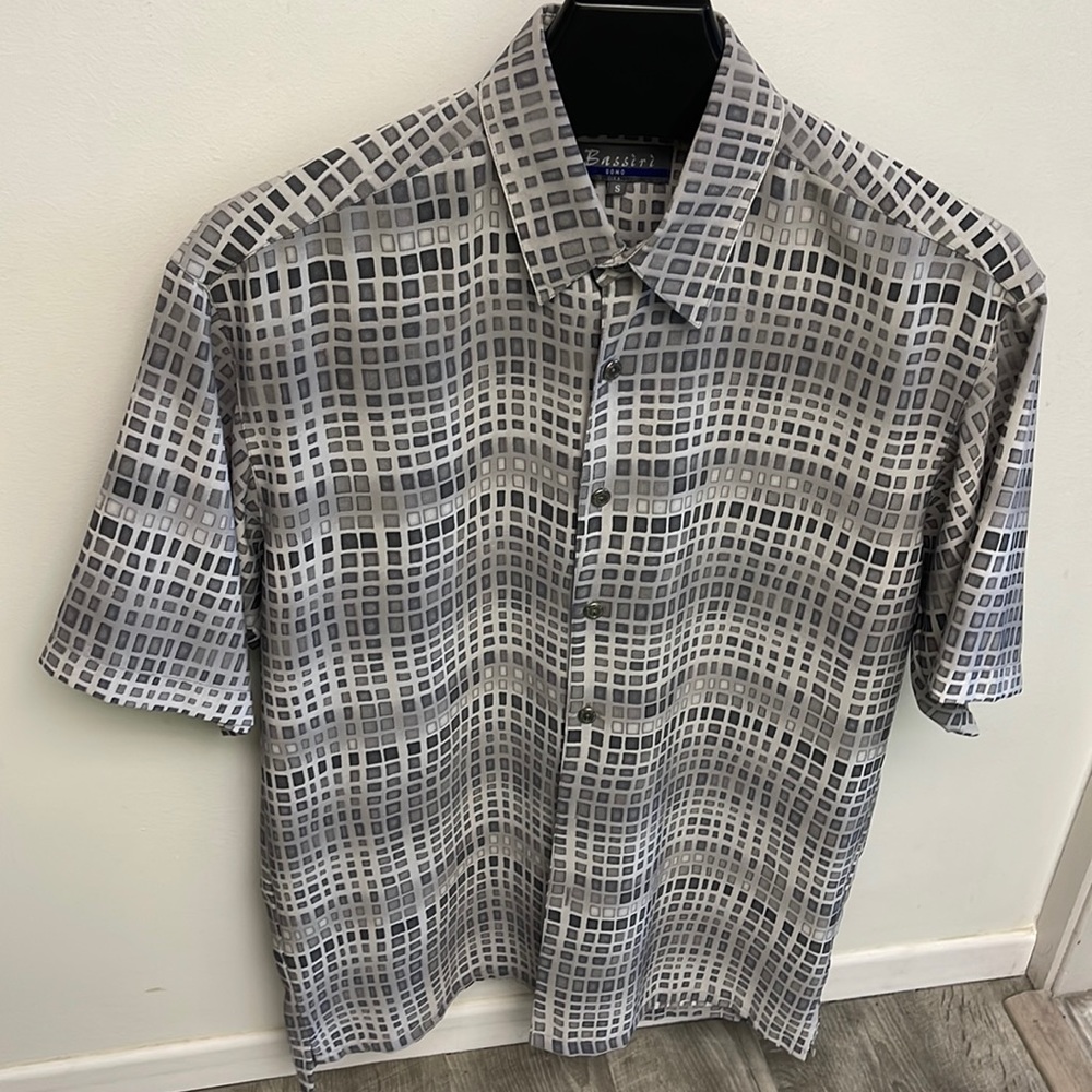 Mens Bassiri Uomo microfiber print s/s dress shirt